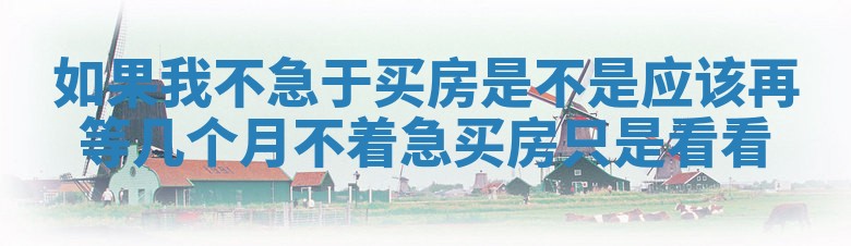 如果我不急于买房是不是应该再等几个月 不着急买房只是看看